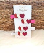 Pembe 3lü Kalp Toka 2'li Set