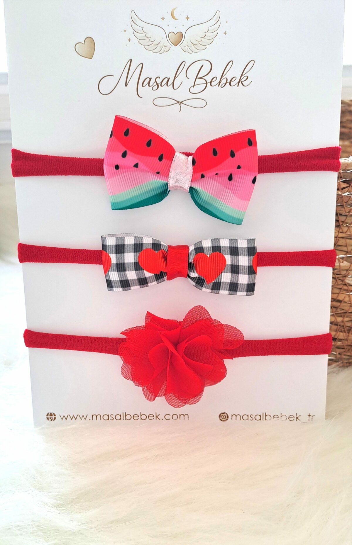 Kırmızı Saç Bandı Seti-Bebek - Görsel 1