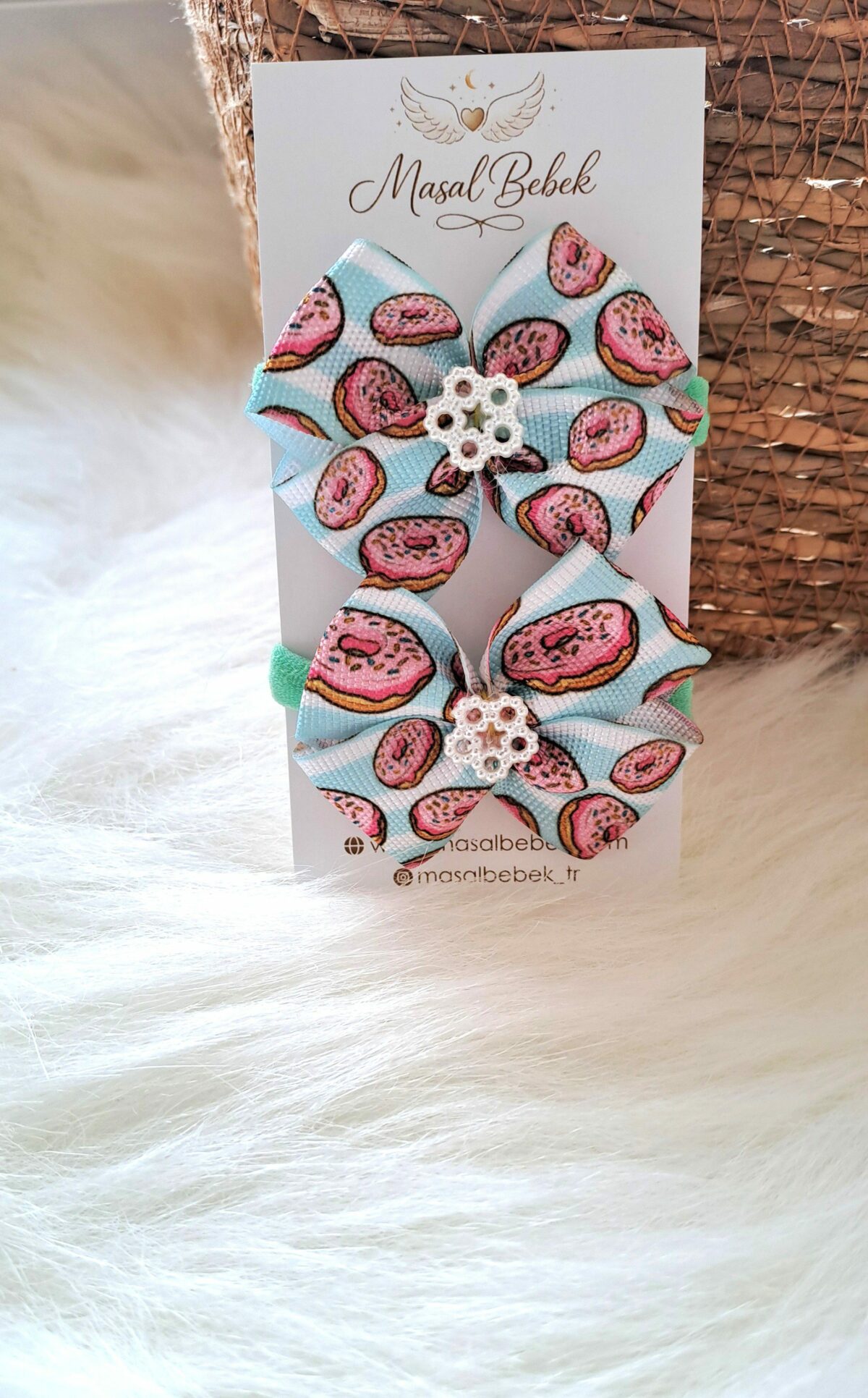 Turkuaz Pembe Donut Lastik Toka - Görsel 2