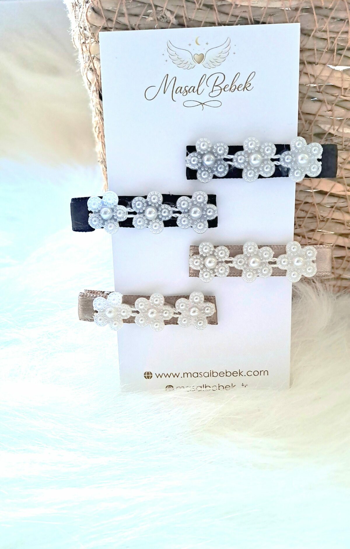 Yuvarlak 3lü İncili Klips Toka - Görsel 2