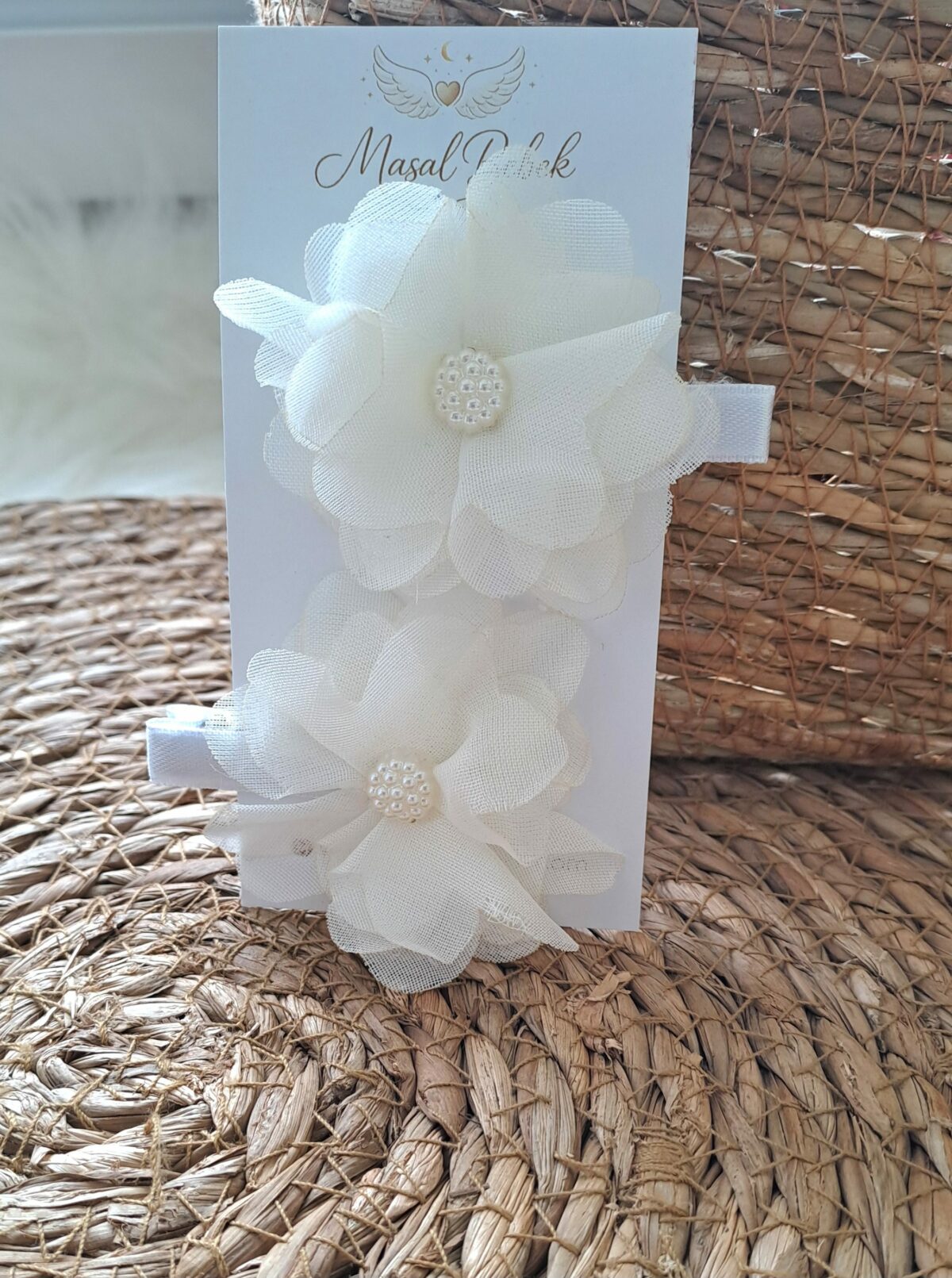 İnci Beyazı Çiçekli 2li Klips Toka - Görsel 1