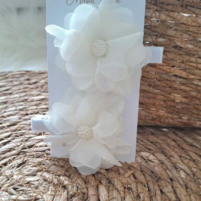 İnci Beyazı Çiçekli 2li Klips Toka