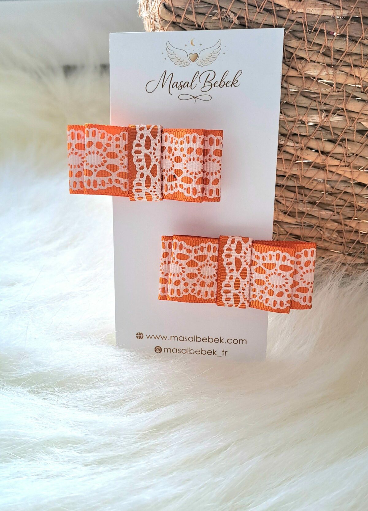 Turuncu Dantel Model 2li Klips Toka - Görsel 2