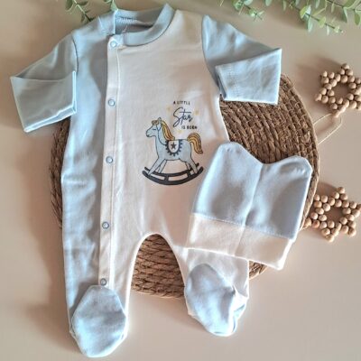 Oyuncak At Baskılı Bereli Penye Tulum