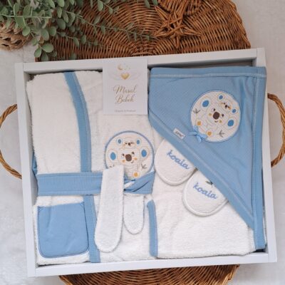 Koala Bornoz Set Mavi