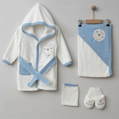 Koala Bornoz Set Mavi