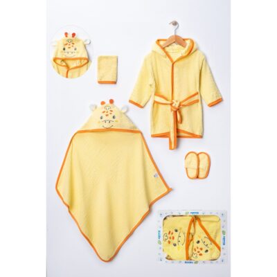 Sarı Zürafa Bornoz Seti Unisex