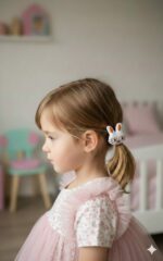 Beyaz Tavşan Saç Lastik Toka 2'li Set