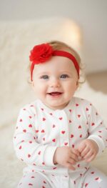 Kırmızı Çiçek Saç Bandı-Bebek İçin