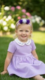 Mor Ponpon Saç Bandı-Bebek