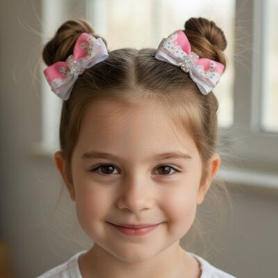 Pembe Beyaz Parıltılı Lastik Toka