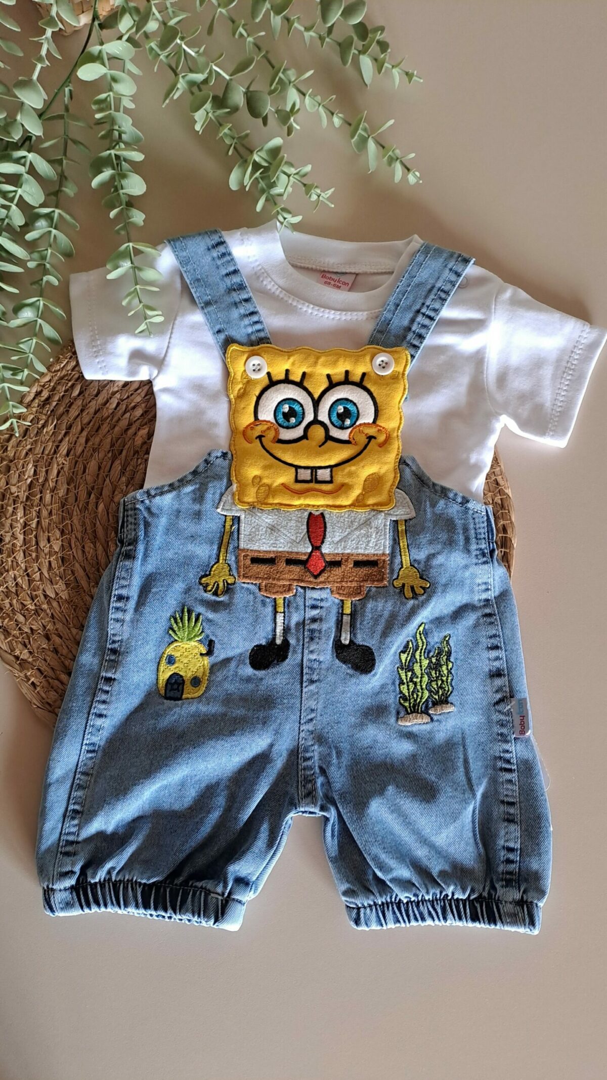 Unisex Sünger Bob Kot Salopet Takım - Görsel 2