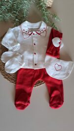 Kalp Nakışlı Yenidoğan Kız Bebe 5li Set - Görsel 2