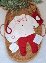 Kalp Nakışlı Yenidoğan Kız Bebe 5li Set