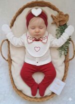Kalp Nakışlı Yenidoğan Kız Bebe 5li Set - Görsel 2