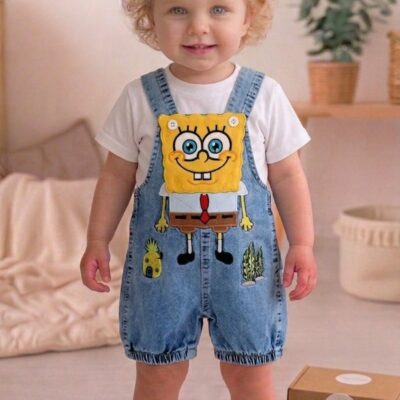 Unisex Sünger Bob Kot Salopet Takım