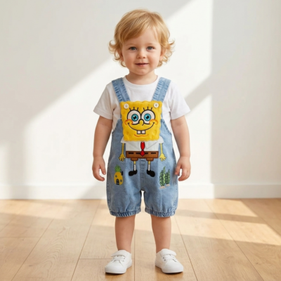 Unisex Sünger Bob Kot Salopet Takım