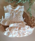 Müslin Fırfır Etekli Düğmeli %100 Pamuk Fisto Bluz 2li Takım