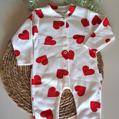 Kalp Desenli Kız Tulum