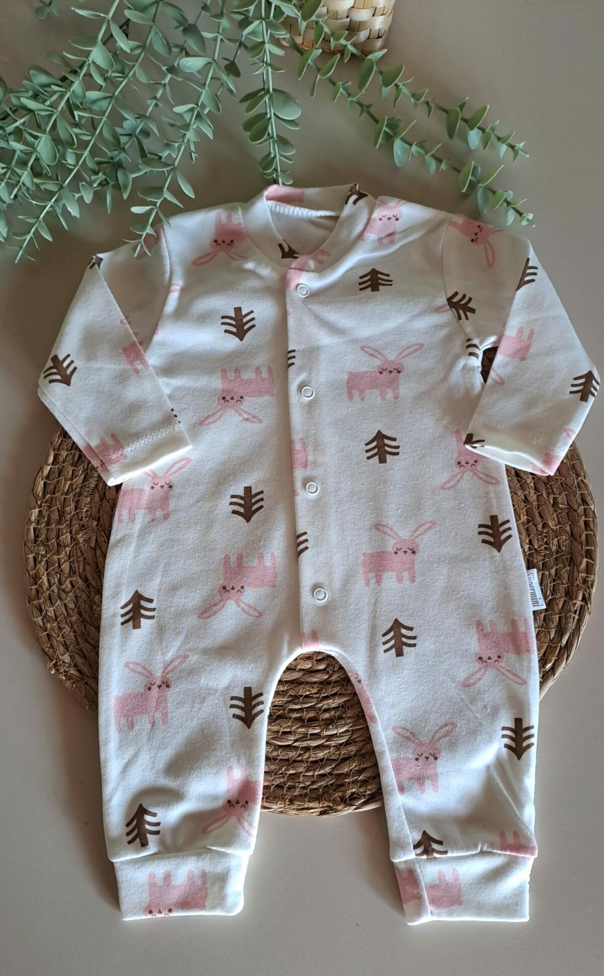 Tavşan Desenli Kız Bebe Tulum - Görsel 1