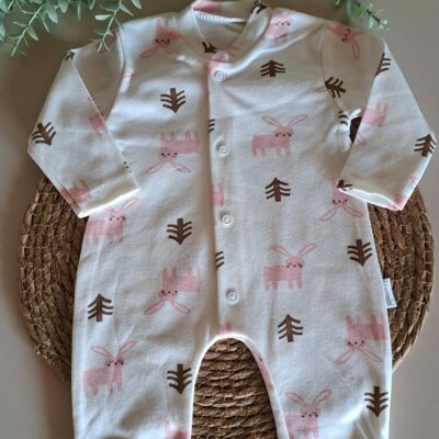 Tavşan Desenli Kız Bebe Tulum