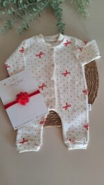 Fiyonklu Kırmızı Kız Bebek Tulum