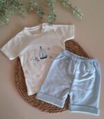 Gemi Baskılı Kısa Şortlu Pamuk Takım