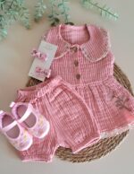 Eteği Çiçekli Müslin %100 Pamuk 2li Takım