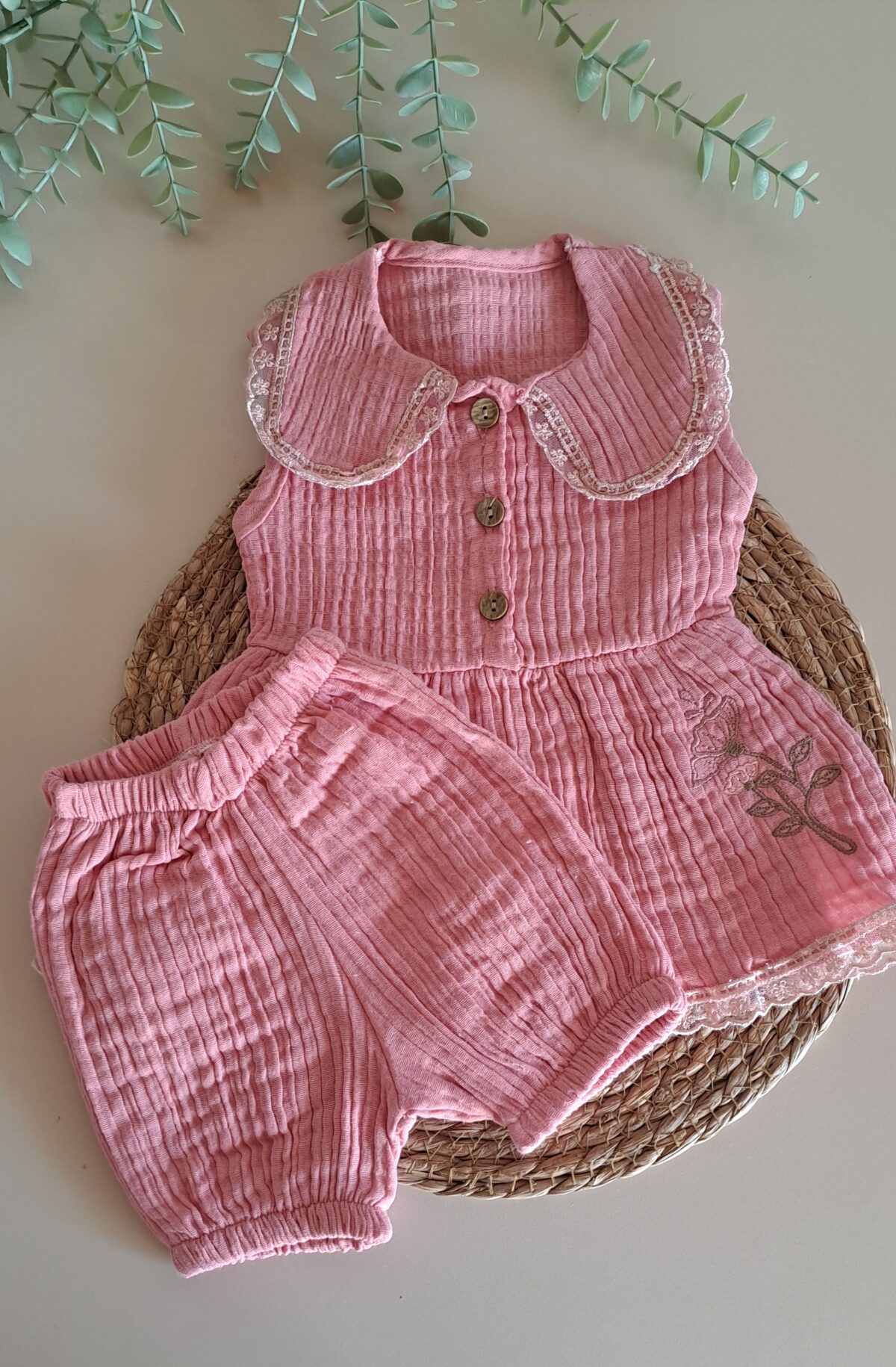 Eteği Çiçekli Müslin %100 Pamuk 2li Takım - Görsel 2