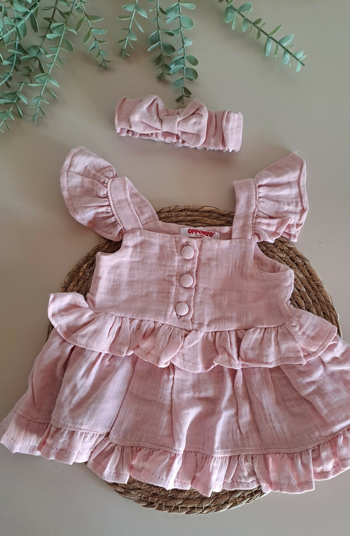 Omuz Askılı Bandanalı Müslin %100 Pamuk Elbise - Görsel 1