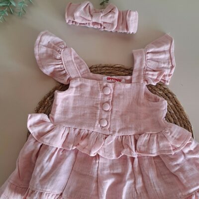 Omuz Askılı Bandanalı Müslin %100 Pamuk Elbise