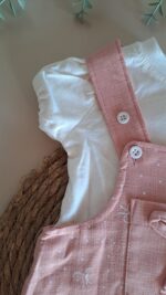 Fiyonk Detaylı Kız Bebek Salopet - Görsel 4