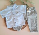 Mendil Detaylı %100 Pamuk Gömlek ve Jogger Pantalonlu 2li Takım