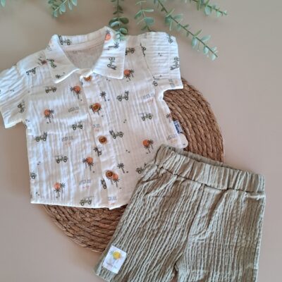 Palmiye Detaylı %100 Pamuk 2li Takım