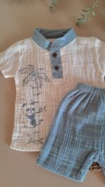 Panda Detaylı %100 Pamuk Müslin 2li Erkek Takım - Görsel 5