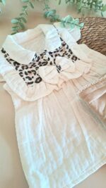 Leopar Desenli Müslin Organik 2li Kız Takım - Görsel 4