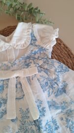 Mavi Dijital Baskı %100 Pamuk Vual Gömlekli Elbise - Görsel 6