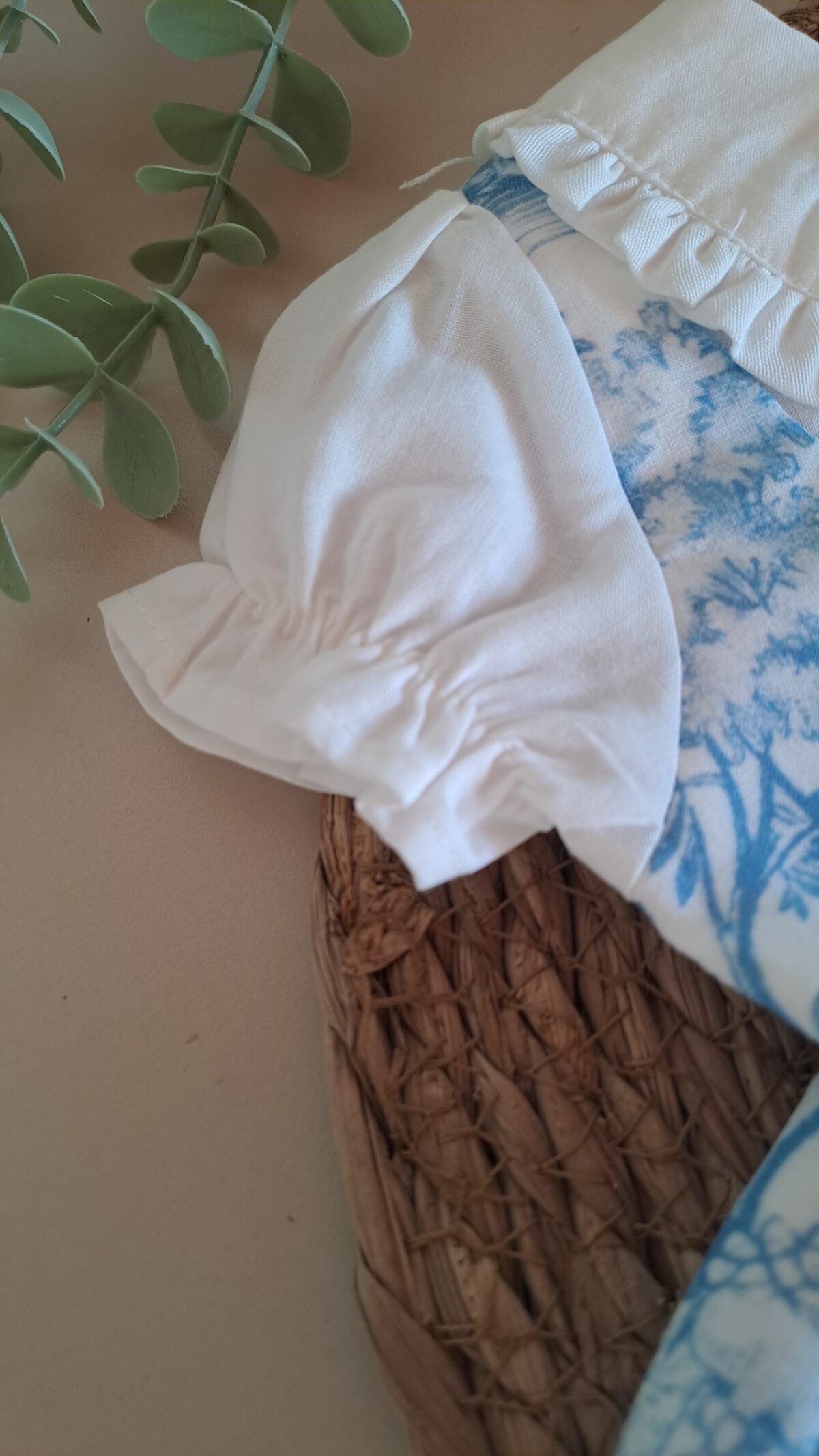 Mavi Dijital Baskı %100 Pamuk Vual Gömlekli Elbise - Görsel 8