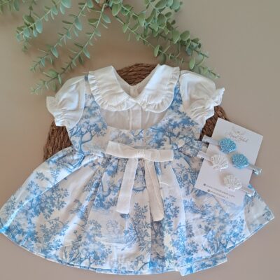 Mavi Dijital Baskı %100 Pamuk Vual Gömlekli Elbise