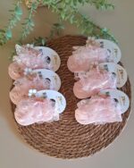 Bilek Dantelli Kısa Kız Çorap Pembe Beyaz Krem