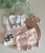 Leopar Desenli Müslin Organik 2li Kız Takım