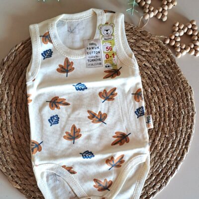 Yaprak Desenli %100 Pamuk Askılı Badi