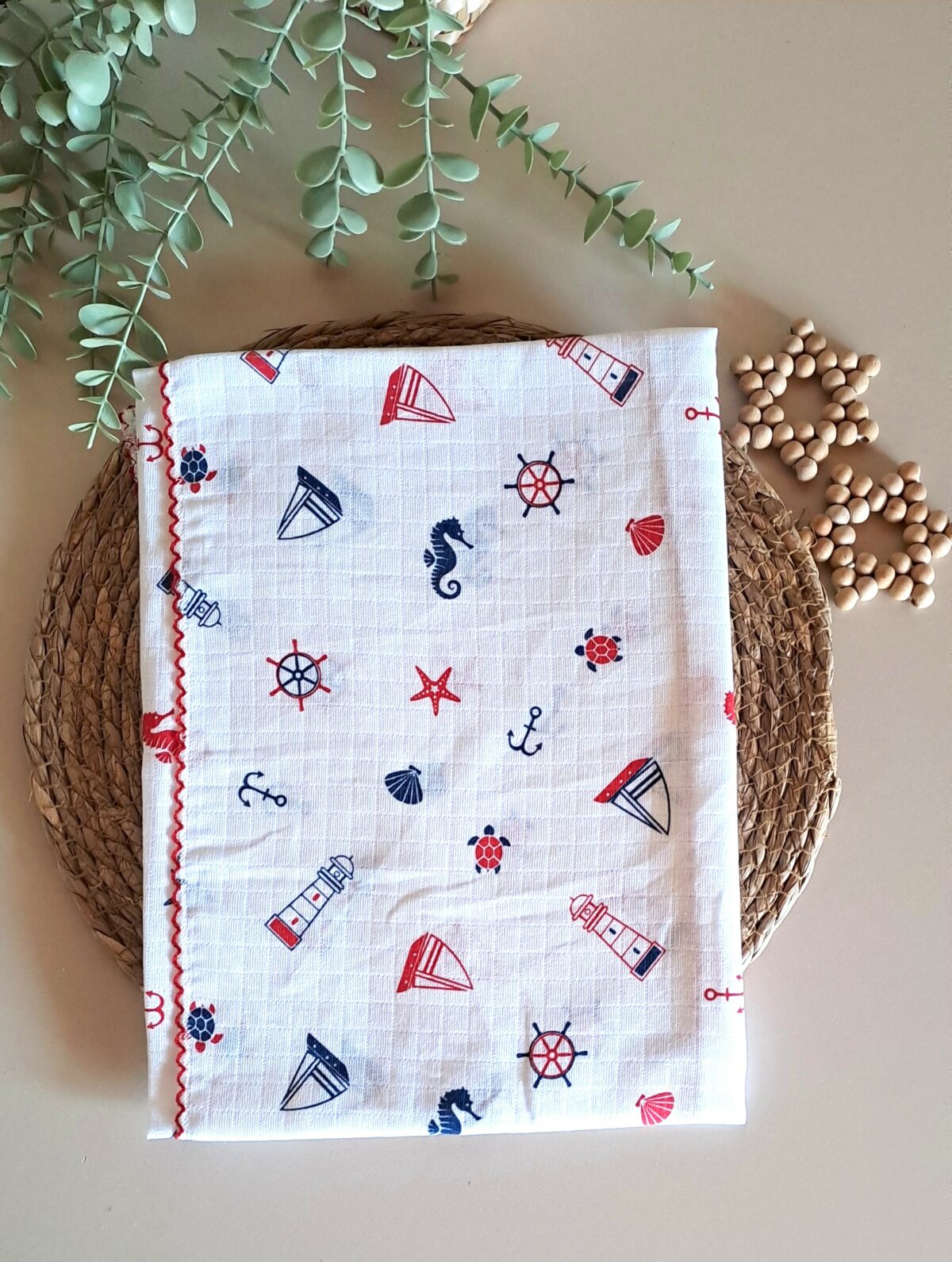 Müslin Denizci Battaniye 2 katlı - Görsel 1