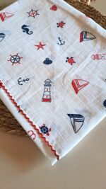 Müslin Denizci Battaniye 2 katlı - Görsel 2