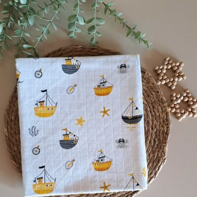 Gemi Desenli Müslin Battaniye 2 katlı