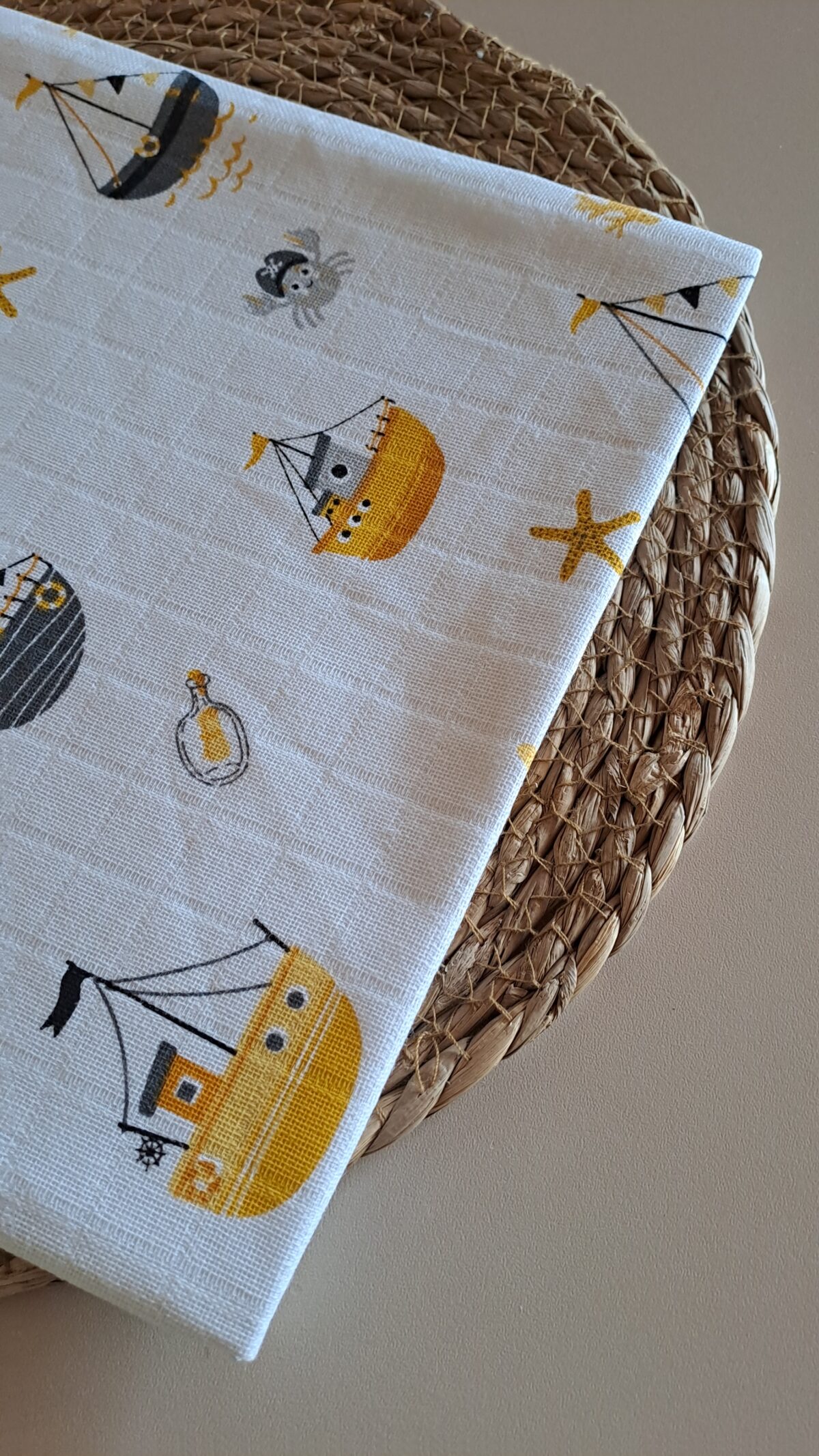 Gemi Desenli Müslin Battaniye 2 katlı - Görsel 2