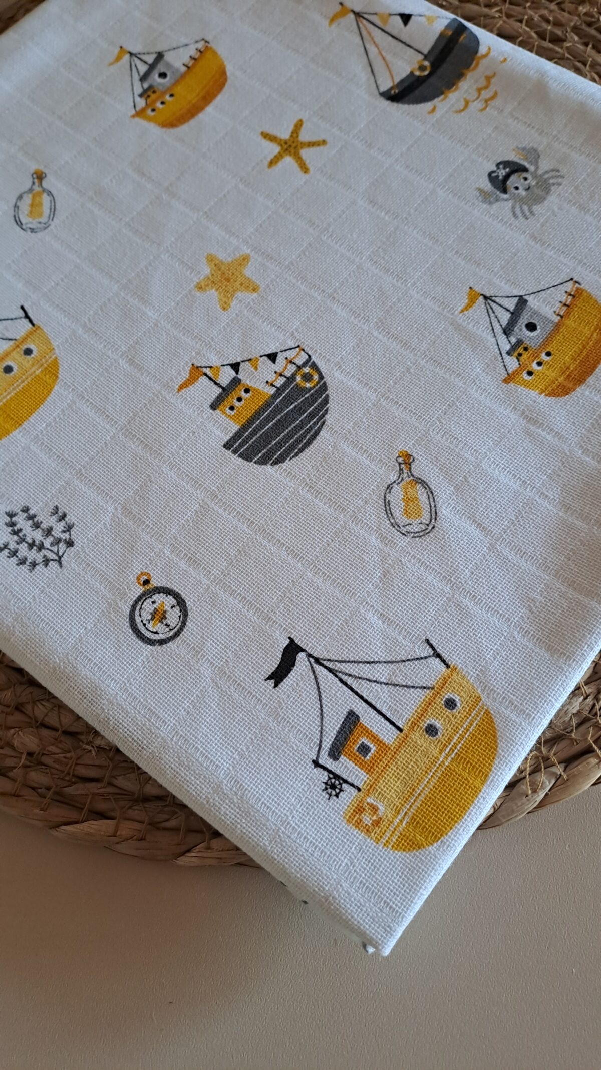 Gemi Desenli Müslin Battaniye 2 katlı - Görsel 3