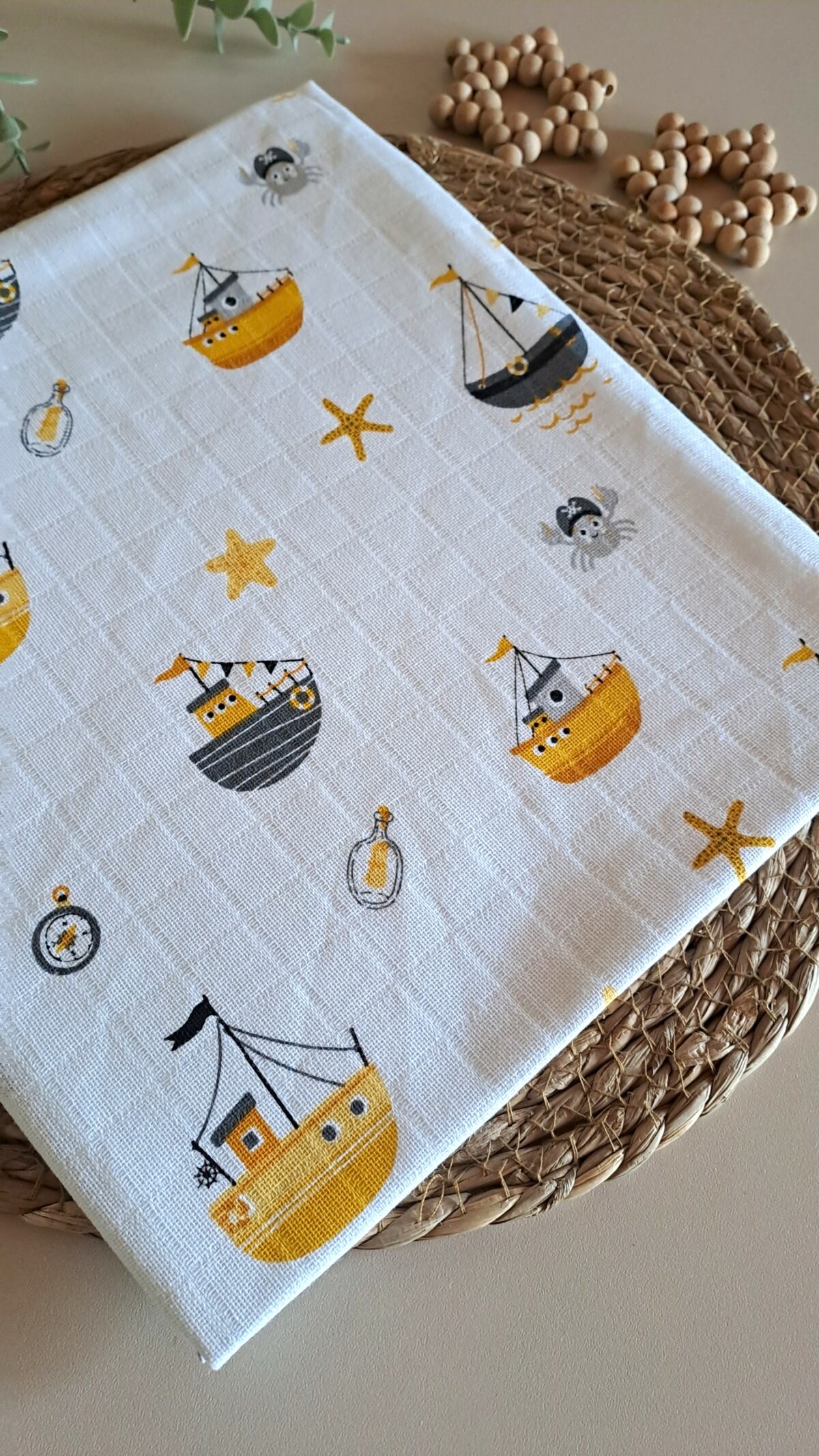 Gemi Desenli Müslin Battaniye 2 katlı - Görsel 4