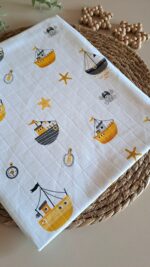 Gemi Desenli Müslin Battaniye 2 katlı - Görsel 4