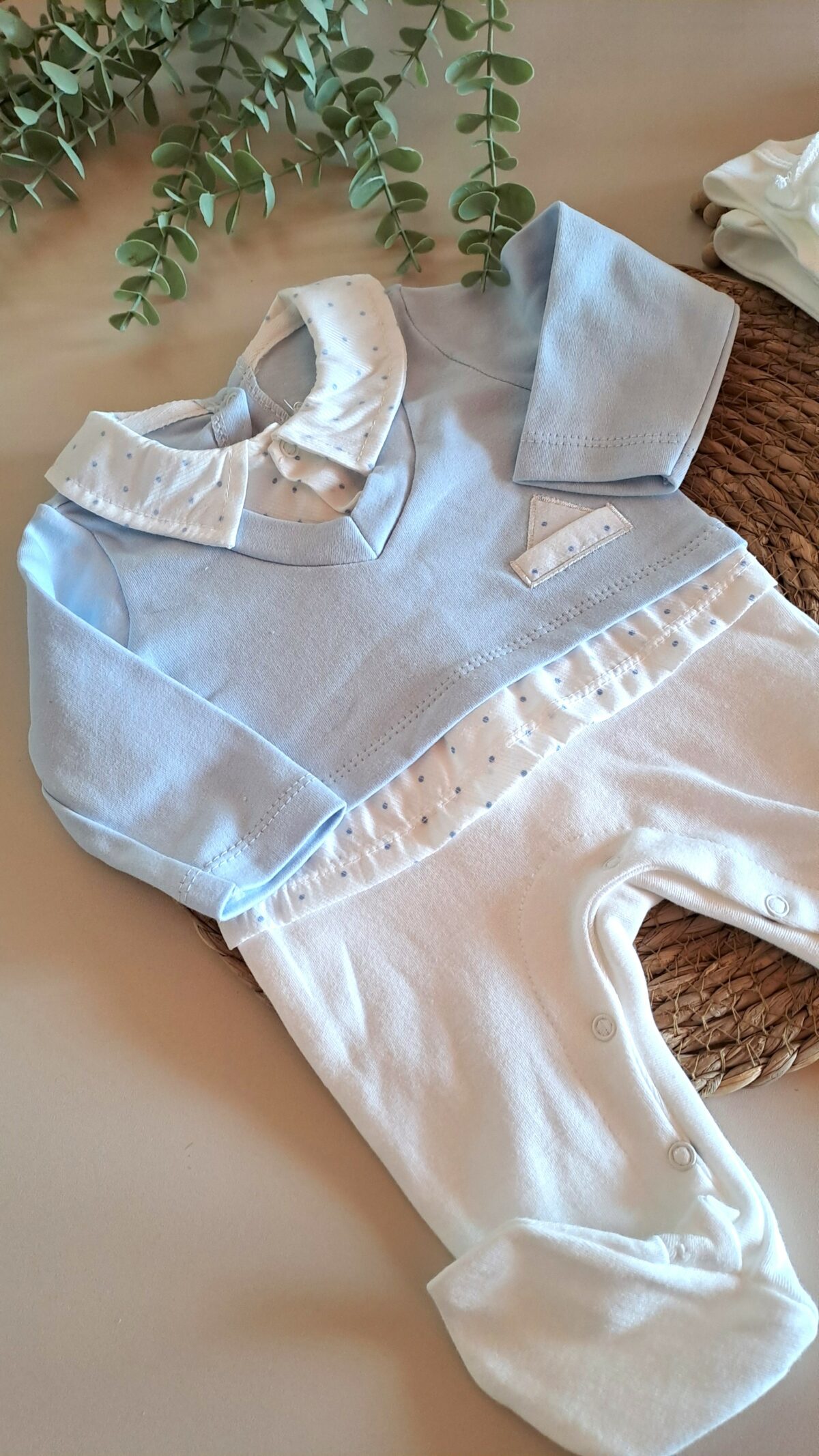 Puantiyeli Mavi 7Li Battaniyeli Hastane Çıkış Seti - Görsel 3